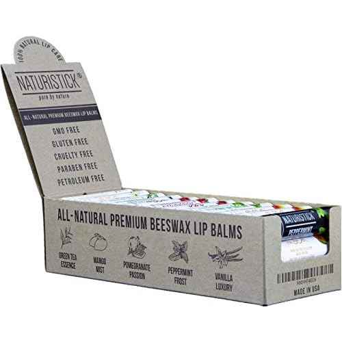 Naturistick Premium Beeswax Lip Balm for Dry, Chapped Lips | 100% Natural Lip Care | Coconut Oil, Shea Butter, Aloe Vera | Moisturizing, Chemical-Free Chapstick | 36 Pack Assorted Scents | Made in USA