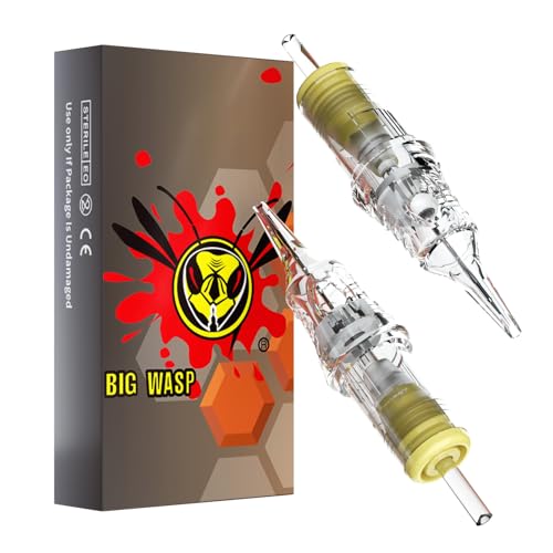 BIGWASP Classic 20Pcs 1214RS Tattoo Cartridge Needles 14RS #12 Standard Disposable 14 Round Shader Cartridges for Tattoo Machine Pen