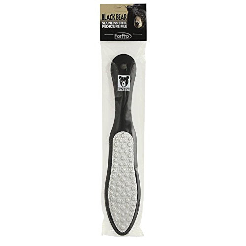 ForPro Black Bear Stainless Steel Pedicure File, Callus Remover Foot File, Double-Sided Professional Quality Tool for Heels and Feet, 10.5¡¯¡¯ L