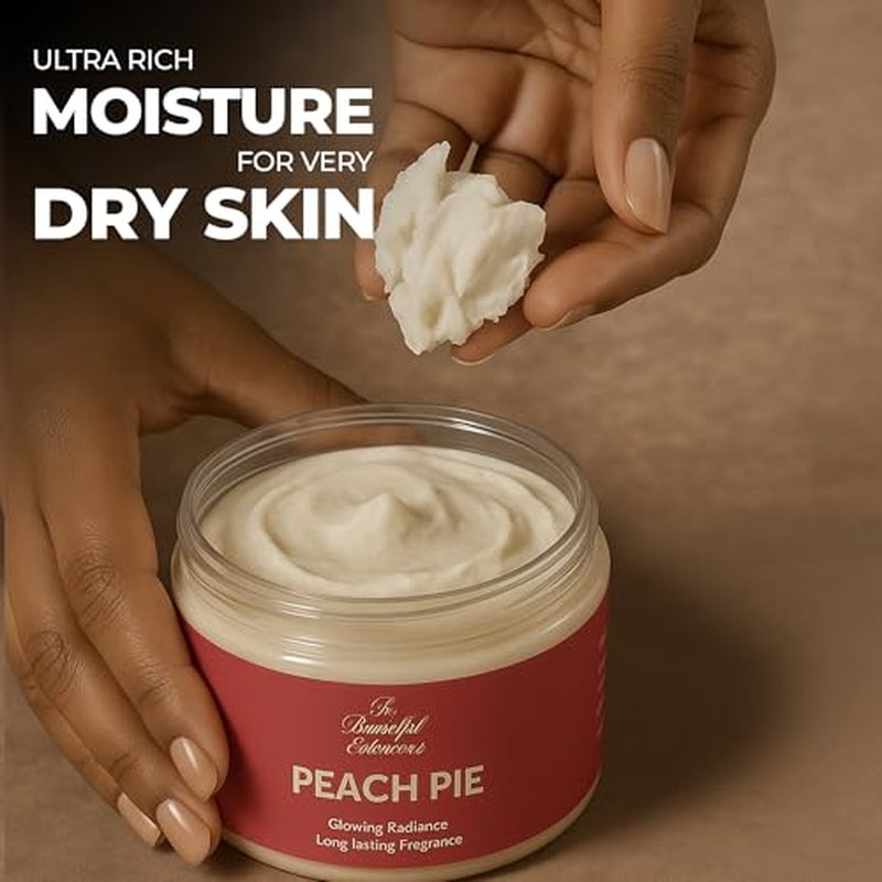 body butter peach pie scent long -lasting fragrance,hydrate skin jojoba oil and more 8oz