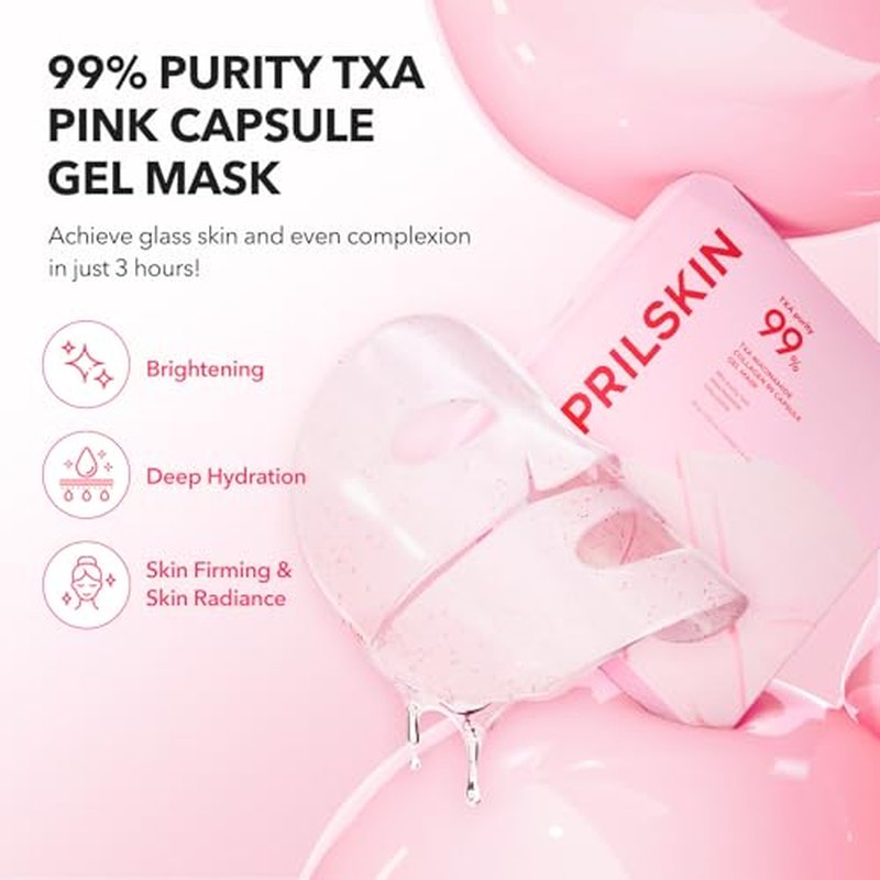 TXA Glass Skin Duo - Pink Capsule Gel Mask & Overnight Wrapping Mask for Radiant Skin | 4 Count
