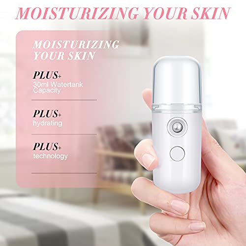 Honoson 2 Nano Facial Mister Sprayer Portable Face Nano Mister for Eyelash Extensions USB Rechargeable 1 oz Handy Skin Care Machine for Face Hydrating, Daily Makeup(Black and White)