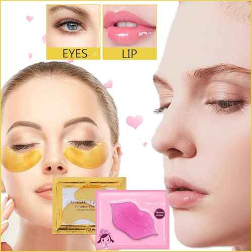 30 Pairs Lip Masks & Eye Masks,24K Gold Gel Crystal Collagen Eye Patches for Puffy Eyes,Effectively Nourishes,Moisturizing& Reducing Dark Circle Eye Bags,Birthday Gifts for Women,Christmas Gifts
