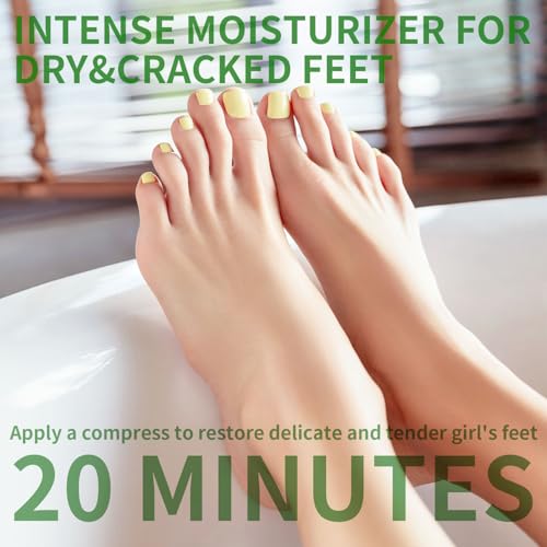 SULADEC Moisturizing Foot Mask with Shea Butter and Goat Milk, Hydrating Foot Masks for Dry Cracked Feet, Dry Skin Moisturizer for Soft and Smooth Touch Feet - Men Women - 5 Pairs