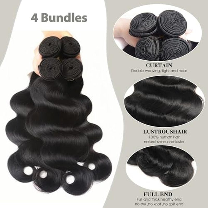 Human Hair Bundles Body Wave 20 20 20 20 Inch 4 Bundles 12A Human Hair Extensions 100% Unprocessed Brazilian Virgin Hair Deals Quick Weave Bundles Wet Wave Hair