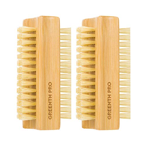 Bamboo Nail Brush£¬2PCS Two-side Firm Nature Wooden Sisal Scrub Brush for Toes and Nails,Cleaning Nail Brush