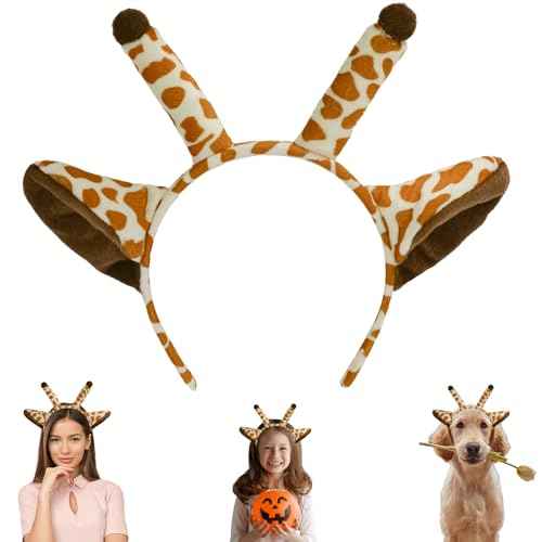 Beviliu Giraffe Ears Headband, Giraffe Costume for Halloween Christmas Festival Theme Party Animal Cosplay Antler Headwear, 1Pack