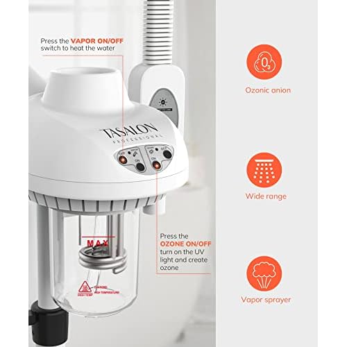 TASALON Professional 2 in 1 Facial Steamer With 5X Magnifying Foldable Arm, Ozone Mist Steamer for Face, Salon Spa Beauty Skin Care Equipment