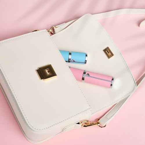 2pcs Travel Perfume Bottle Refillable, Cologne Travel Size Atomizer Bottle,Refill Perfume Dispenser Container,Mini Spray Pump Scent Case For Men And Women, 5ml (Sky Blue & Pink)