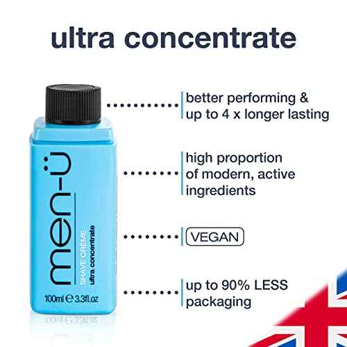 men-ü High-Performance Shaving Cream w/UP TO 165 SHAVES, mens shaving cream with Long Lasting/Ultra-Concentrate Formula with Tea Tree oil/Lubricants & Moisturisers, shaving cream mens 3.3 fl oz.…