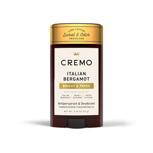 Cremo Italian Bergamot Antiperspirant & Deodorant for Men, 48-hour Sweat and Odor Protection, 2.65oz