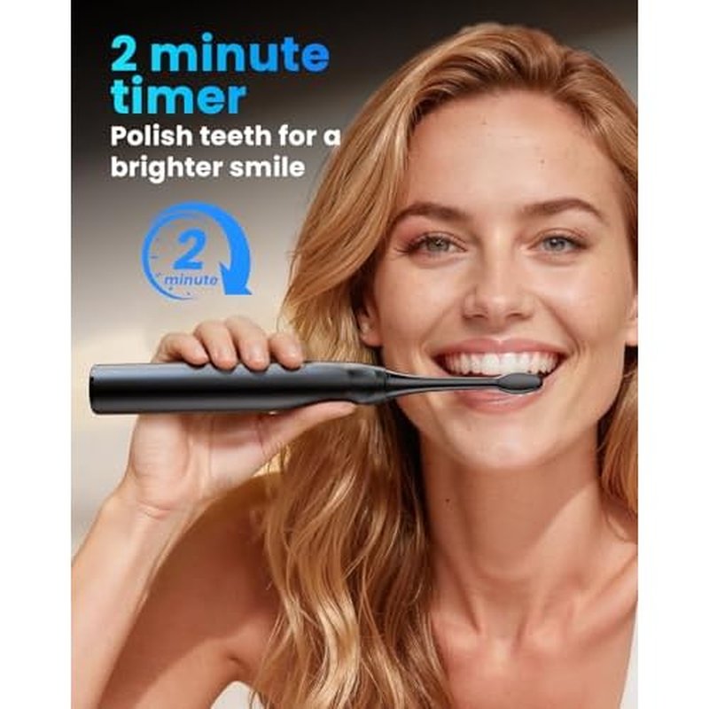 Onlyone Sonic Electric Toothbrush for Adults, Rechargeable Ultrasonic Electric Toothbrush with 8 Brush Heads, Travel Case, Charging Base & Wireless Charging - 5 Modes with Smart Timer