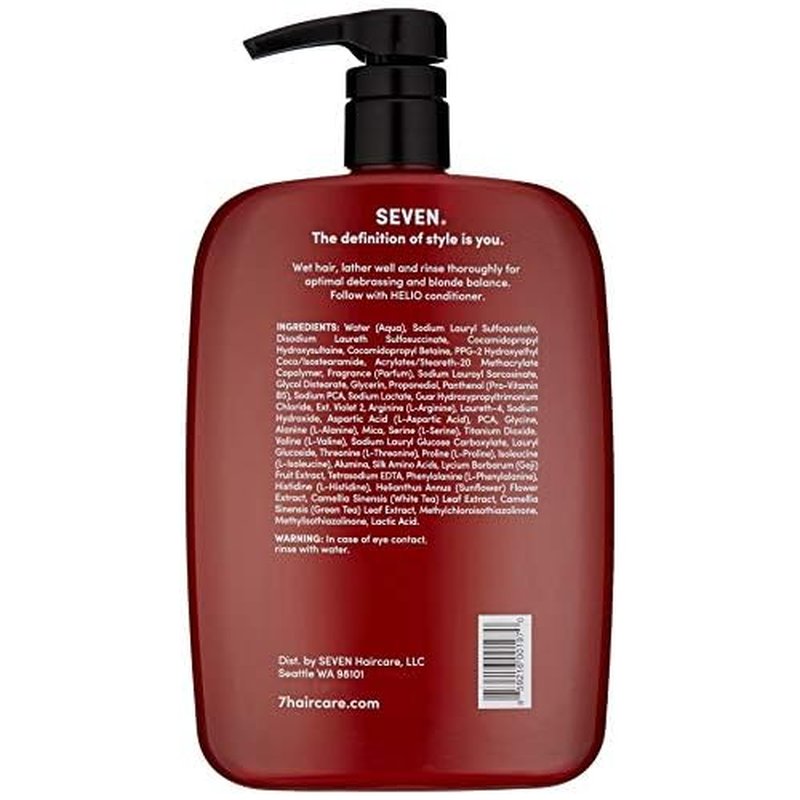 SEVEN Hair Care Rinzu Helio Violet Shampoo for Women & Men with Green Tea & Amino Acid, Purple Shampoo for Blonde Hair & Brassiness, Sulfate + Paraben Free, Cruelty Free, Made in USA