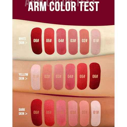 Matte Liquid Lipstick Makeup Set, 3Pcs Long Lasting Smudge Proof Lip Gloss Set, High Pigmented Velvety Nude Red Lip Stain Lip Makeup Gift Sets for Girls and Women