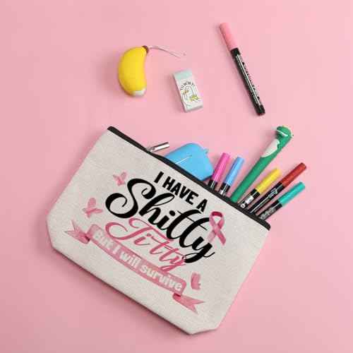 ZHAMEN Breast Cancer Survivor Gift Ideas Makeup Bag Get Well Soon Gift for Women Makeup Pouch Breast Cancer Awareness Gifts Cancer Care Gifts for Women Birthday Christmas Cosmetic Travel Bag