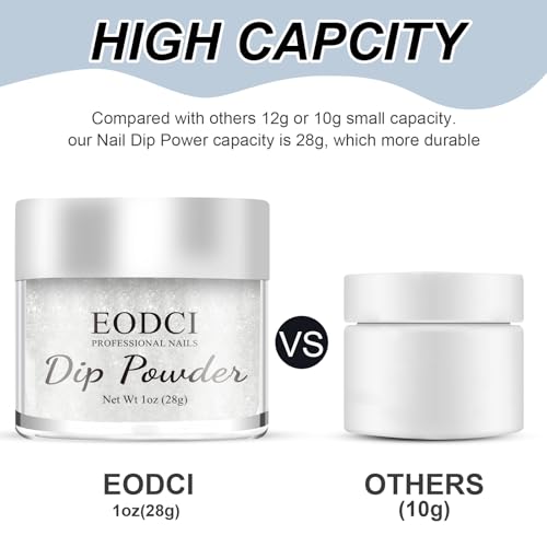 Glitter White Dip Powder, 1OZ Pro Nail Dip Powder for French Manicure Nail Starter & Professional Home DIY Salon Use Party Festival Gift Keep Long-lasting Dip Nails