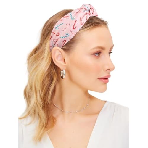 Huachi Knotted Headbands for Women Cute Top Knot Headbands Fashion Pink Snowflake Candy Cane Xmas Tree Girls Christmas Womens Head Band Knotted Hair Accessories, 3 Packs