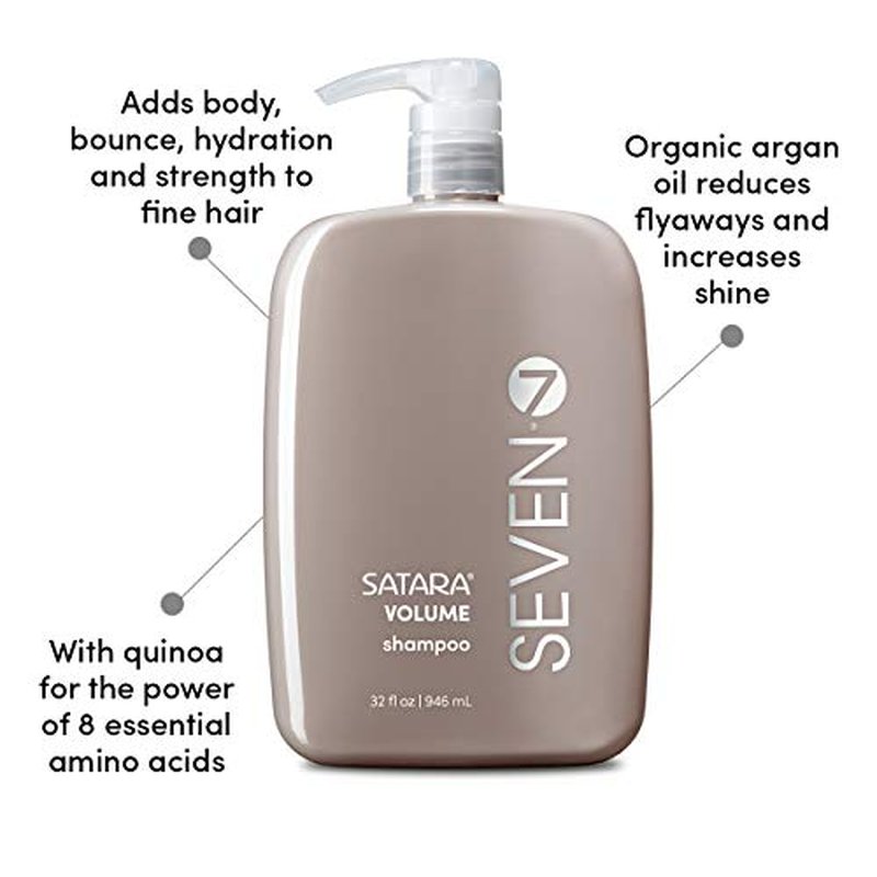 SEVEN Haircare Satara Volume Shampoo for Women & Men, Sulfate + Cruelty Free & Paraben Free with Pro Vitamin B5, Argan Oil, Hydrolyzed Quinoa Protein for Flat + Limp Hair, Made in USA, 32oz