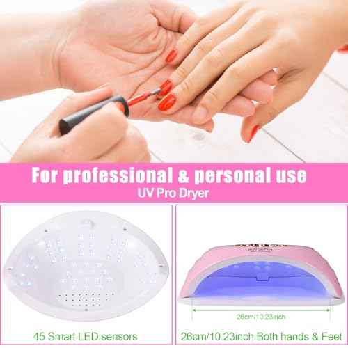 UV LED Nail Lamp for Two Hand, 248W Large Space UV Light for Nails,45 LED Beads and Professional Manicure Nail Lamp with Automatic Sensor (White)