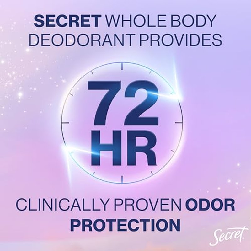 Secret Whole Body Deodorant Dry Feel Stick + Absorbs Sweat for Women, Naturally Derived Ingredients, Completely Clean Scent, Aluminum Free Deodorant Stick, 72 HR Odor Protection, 2.4 oz