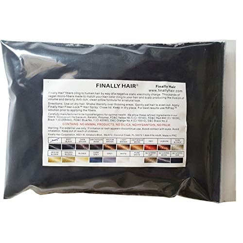 Finally Hair Fibers Refill Bag - 56 Grams of Premium Hair Loss Concealer in a Refill Bag (Black)
