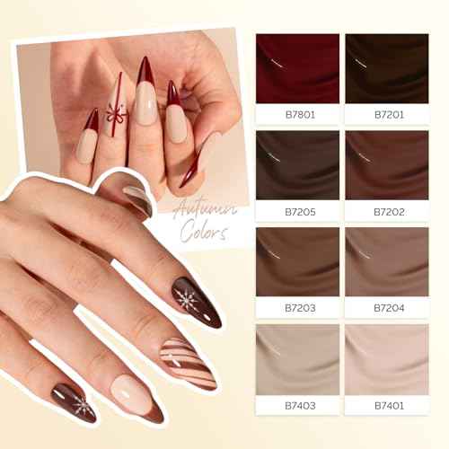 MelodySusie Plant Based Gel Nail Polish Set,Autumn and Winter Dark Colors,Hema Free,Soak Off UV LED Gel Polish Nail Art Manicure Salon DIY at Home 8Pcs 10ml/0.34 fl oz