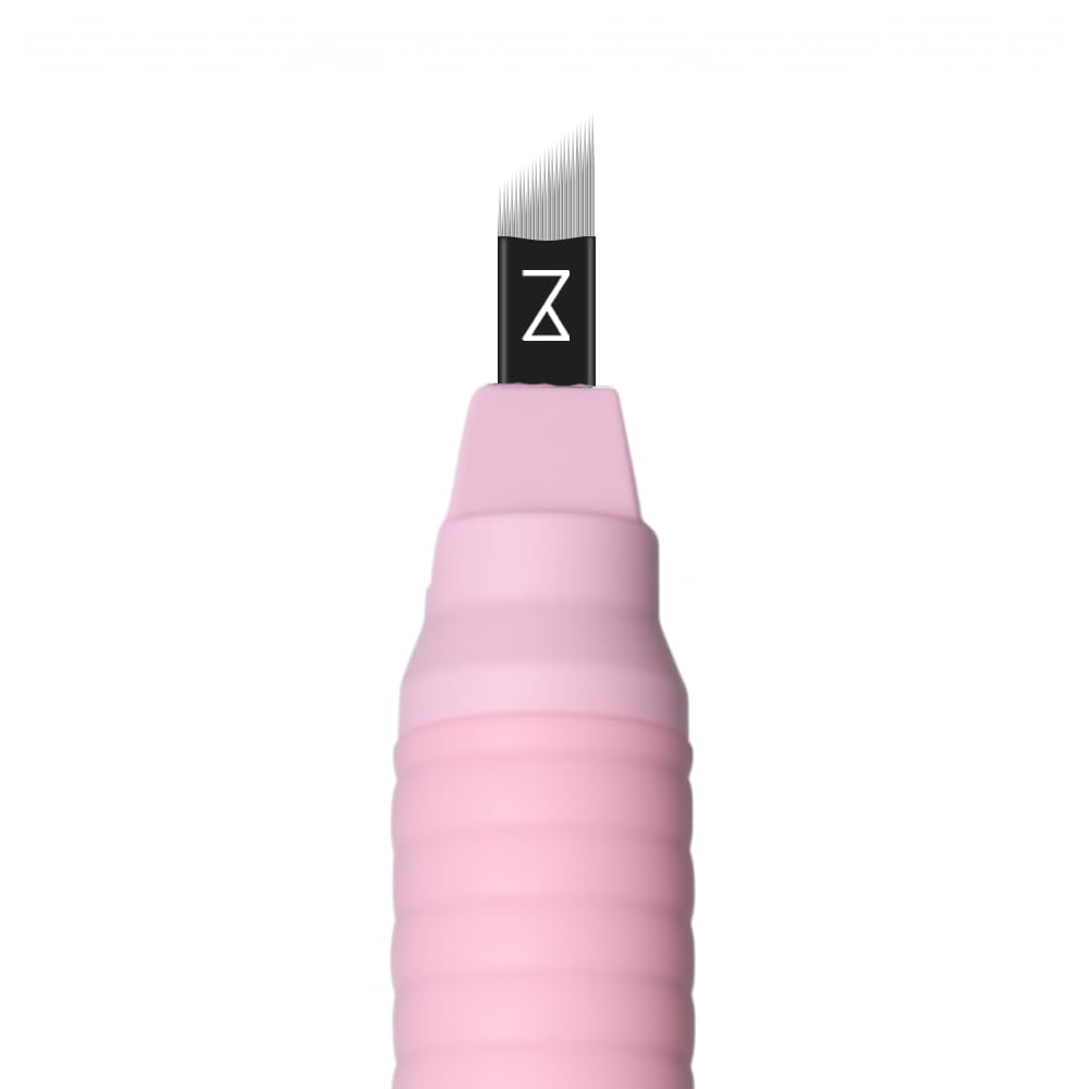 M Mellie's Signature Microblading Eyebrow Pen (Pack of 10) - Disposable Microblading Pen with Sterilized Blade, Comfortable Rubber Grip and Pigment Sponge for Flawless Bro (C12 .18mm, Pink)