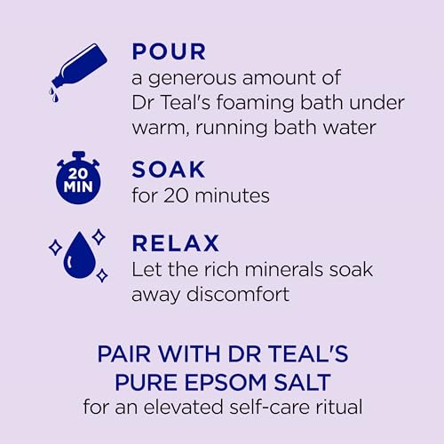 Dr Teal's Foaming Bath with Pure Epsom Salt, Soothe & Sleep with Lavender, 34 fl oz (Pack of 4)