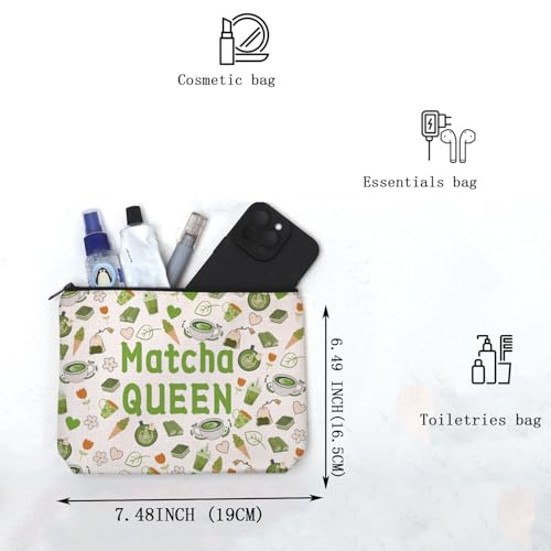 MAOFAED Matcha Gift Matcha Queen Cosmetics Bag For Women Matcha Lover Gift Tee Enthusiast Gift Zipper Pouch (matcha queen)