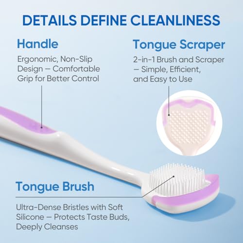 BodyAccel Tongue Cleaner Gel with Tongue Brush ? Fresh Breath Oral Care Kit ? Tongue Scraper Gel Set for Bad Breath Removal, Maintain Oral Health