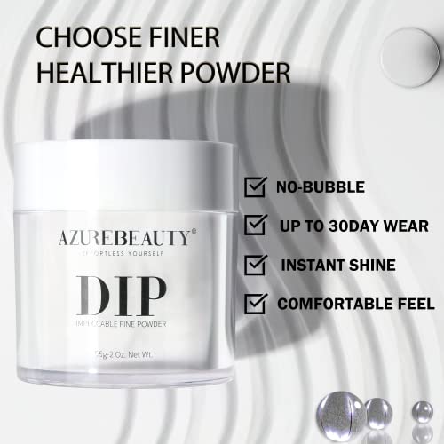 AZUREBEAUTY Dip Powder Clear Color 2Oz/56g, Basic Transparent Acrylic Dipping Powder Crystal French Nail Art Starter Manicure Salon DIY at Home, Odor-Free, Long-Lasting, No Nail Lamp Needed
