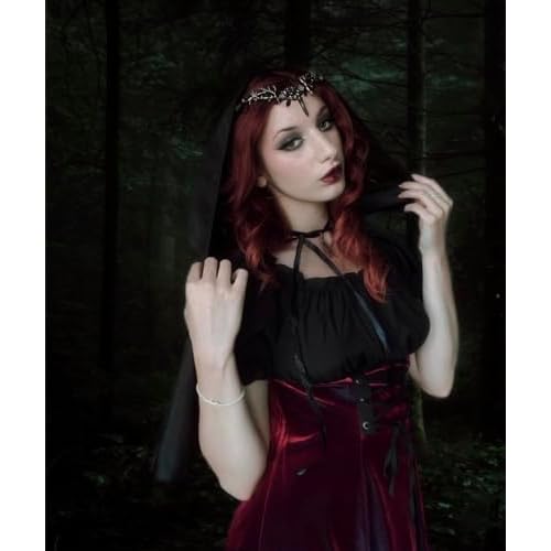 MOSTORY Handmade Black Woodland Crown Leaf Dark Elf Headpiece Floral Forest Tiara Fairy Moon Headband for Women Girls Halloween Renaissance Queen Cosplay Phop Shoot