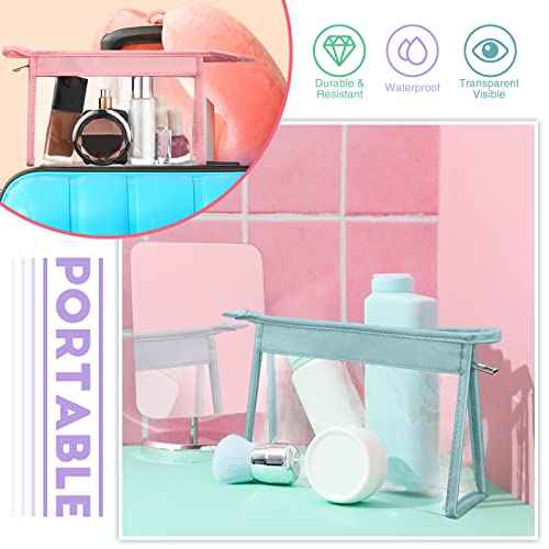 Chunful 10 Pieces Clear Makeup Bags Cosmetic Storage Bags PVC Zipper Pouches Travel Waterproof Clear Cosmetic Pouch for Women Organizing Toiletries Traveling Bathroom