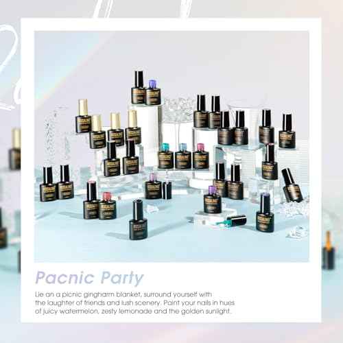 ROSALIND 42 Pcs Gel Nail Polish Set, 38 Colors All Seasons Nail Polish Set Colorful Begginer Kit with Base Coat & Glossy/Matte/Glitter Top Coat, Gel Nail Art Manicure Salon DIY Gifts