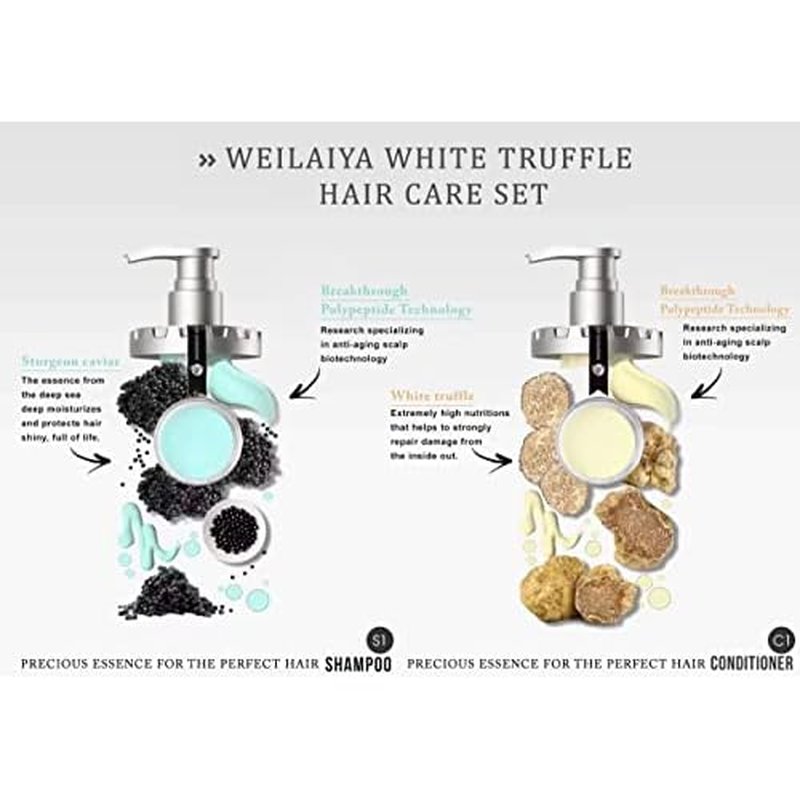 Weilaiya White Truffle Shampoo 450mL & Conditioner 450mL Unisex For All Types of Hairs (Frizz Control, Repair Damaged Hair, Anti-Aging Scalp, Nourishing, Moisturizing & Strengthening)