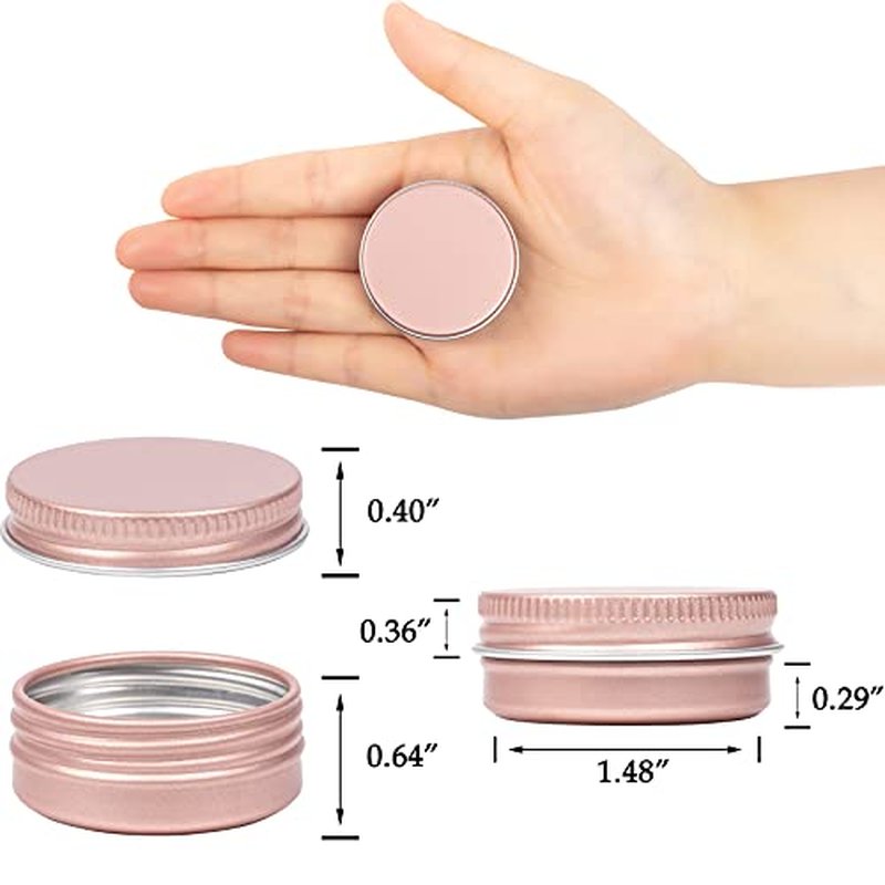 270pcs 0.5 oz / 15ml Bulk Packaging Screw Top Aluminum Tin Jar with Screw Lid and Blank Labels (Rose Gold)