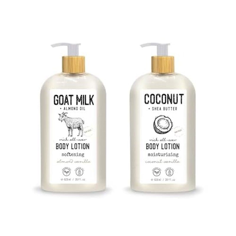 Skin Verse Body Lotion, Goat Milk, Almond Oil Body Lotion, Softening, Almond Vanilla, Coconut, Shea Butter Body Lotion, Moisturizing, Coconut Vanilla, 28 fl. oz. | Home and Body Co