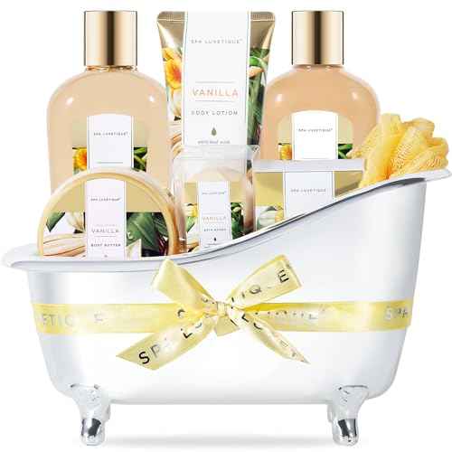 Gifts for Women, Spa Luxetique Spa Gift Baskets for Women, 8 Pcs Vanilla Bath Gift Sets, Vanilla Gift Baskets, Christmas Gifts
