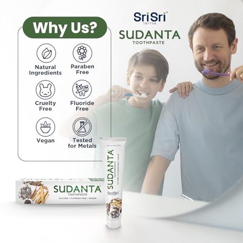 Sri Sri Tattva Sudanta Herbal Toothpaste ? SLS Free & Fluoride Free Natural Ayurvedic Toothpaste for Strong Teeth, Healthy Gums & Oral Care ? 200g (1 Pack)
