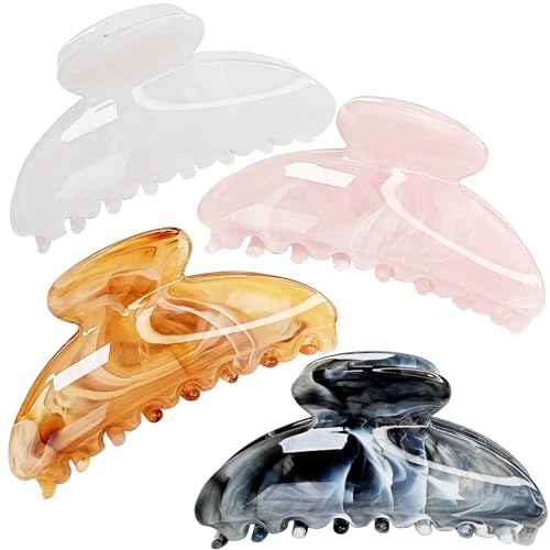 Marble Claw Clips Medium Cellulose Acetate Normal Hair Claw Clips Women Girls Tortoise Thin Fine Hair Clips Resin French Barrettes Curly Straight Hair Basic Acrylic Side Clip Hair Accessories