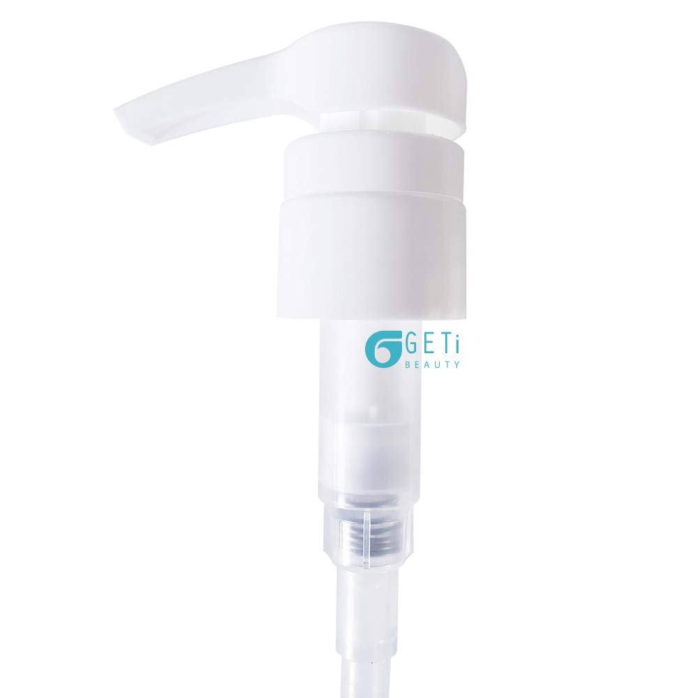 2-Pack Liter 33.8 oz Shampoo Conditioner Pump Dispenser | Fits Most Salon Brand Liter Size Bottles with a 1-inch Wide Opening | Not Compatible with Joico or Amika Bottles | White | by Geti Beauty