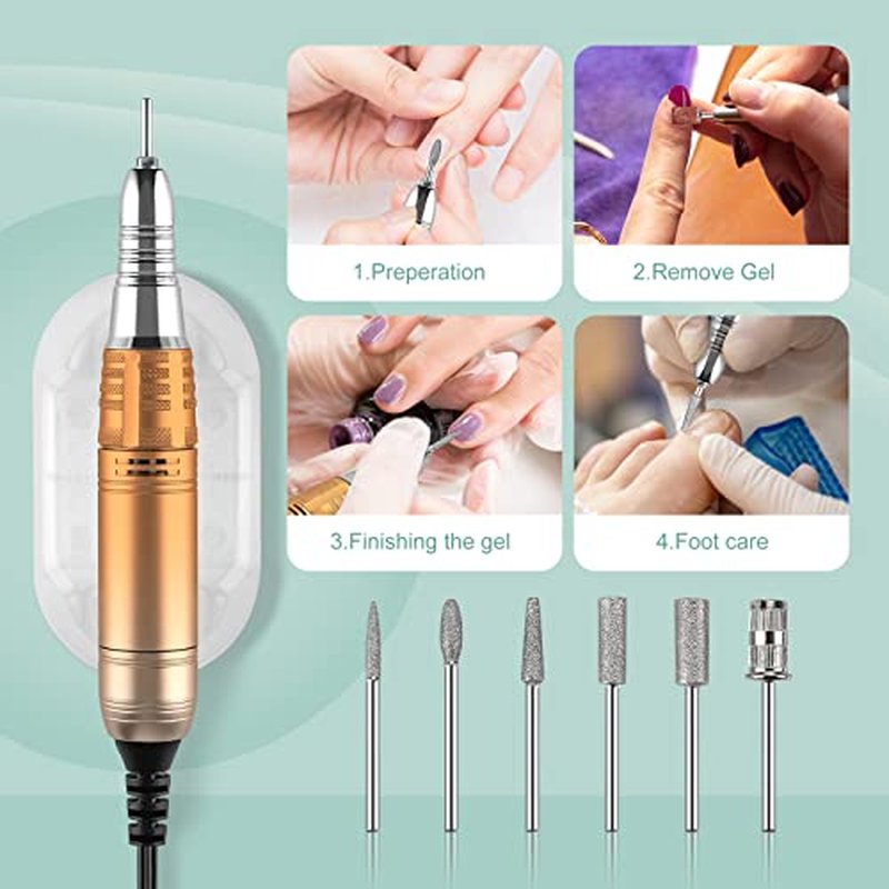 Madenia Rechargeable Nail Drill for Acrylic Nails, Professional 35000rpm Portable Nail Drill Cordless Manicure Drill Machine Nail Art Electric Nail File