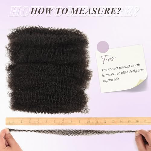 Afro Kinkys Bulk Human Hair Kinky-Curly 100% Real Human Hair for Twist, Braiding, Dreadlocks & Sister Locs, Natural Soft Pre Fluffed, Can Be Dyed Bleached (#1B Natural Black, 16 Inch)
