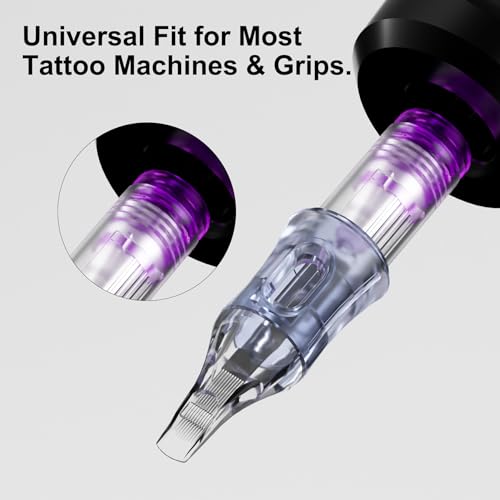 BRONC 50PCS Tattoo Cartridge Needles 1011RL - 11RL #10 Bugpin 0.30mm 11 Round Liner Disposable Tattoo Needles for Rotary Tattoo Machines