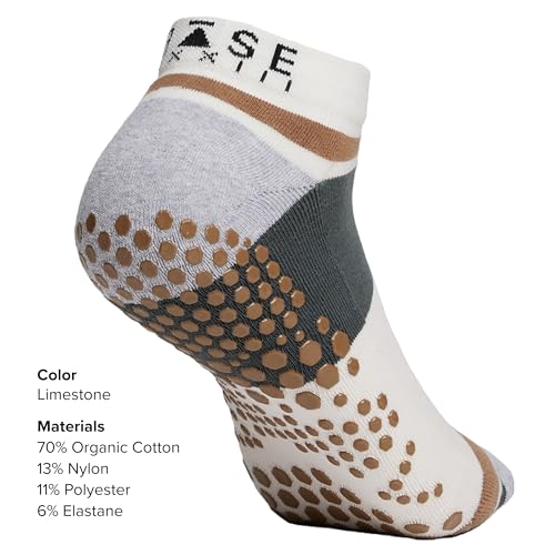 Base 33 Low Rise Grip Socks for Pilates, Yoga, Martial Arts, Lifting and Barre Grip Low Rise 2 Pack Limestone/Plateaus Large