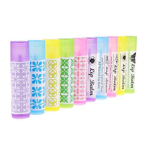 Kare & Kind Lip Balm Crafting Kit - Filling Tray and Spatula - 50 Empty Tubes with Caps (10x5 Colors) - 3/16 Oz (5.5 ml) - 50 Writeable and 50 Printed Stickers - DIY Kit