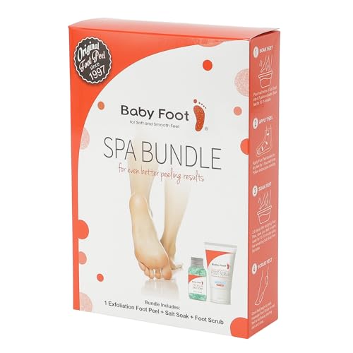 Baby Foot Spa Bundle - Original Exfoliant Foot Peel + Premium Salt Soak and 1 Foot Scrub - Baby Feet Smoothening Foot Peel, Soak and Scrub - Citrus scent - Baby Soft Foot Exfoliation Bundle Set