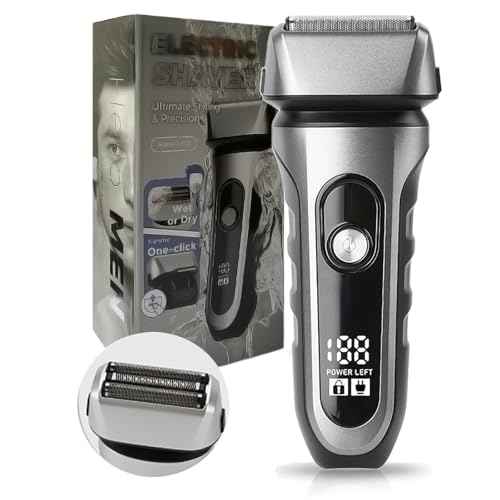 Electric Razor for Men, 2 Floating Blade LED Display Foil Face Shaver, Waterproof Wet & Dry Electric Razor for Smooth Skin with 60min Battery Runtime, USB-C Fast Rechargeable