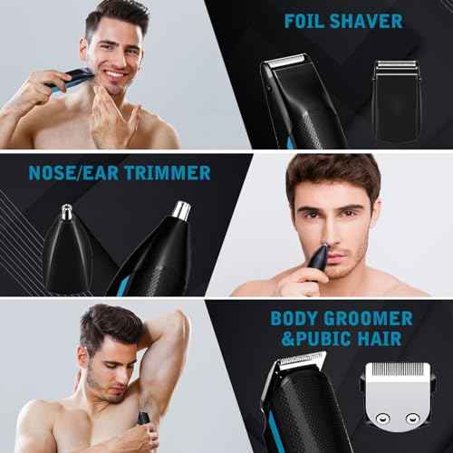 FADEKING Beard Trimmer for Men, Professional Hair Trimmer, Waterproof Electric Beard Trimmer Razor for Nose, Body, Face & Mustache, Cordless Hair Clippers, Grooming Gifts for Men (Blue)