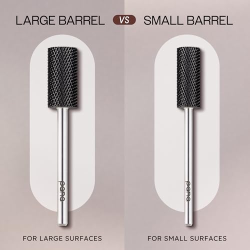 USA PANA Professional 3/32" Shank Size - Flat Top Small Barrel Carbide Bit - 5X Coarse Grit to Extra Fine Grit - Gold, Silver, DLC Black - Nail Drill Bit for Dremel Machine (Medium, DLC Black)